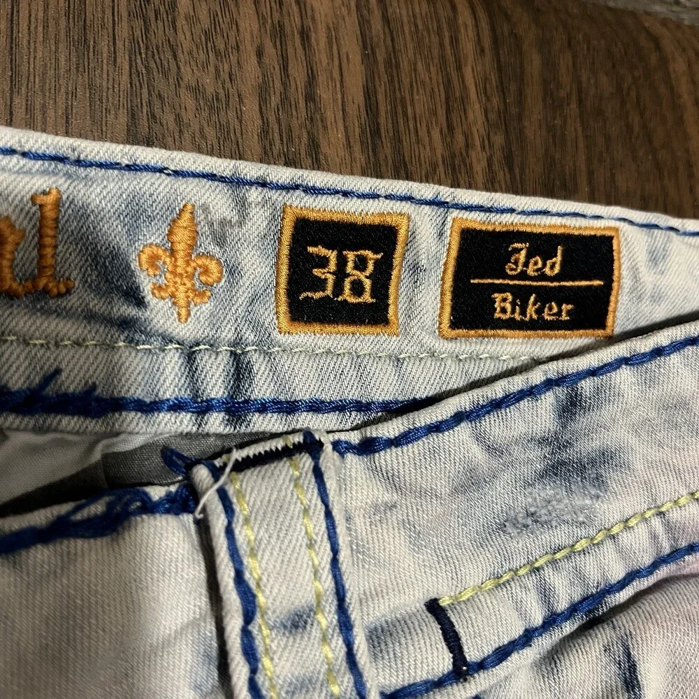 Rock Revival Jeans 38x32 Jersey Shore Tye Die Studded Hippie Biker Chopper Y2K